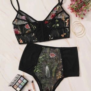 Embroidered Bra and Panty Set